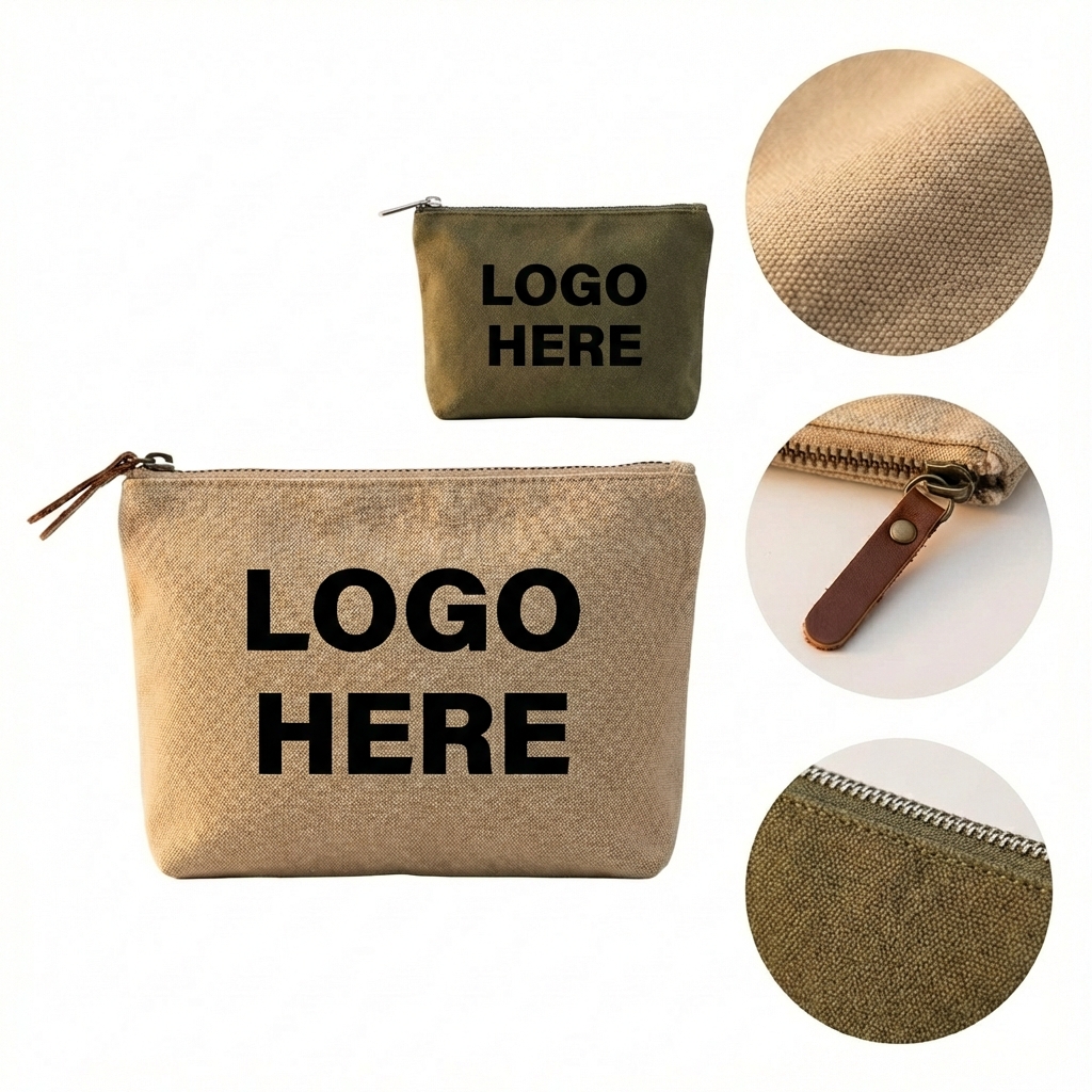 Structured Canvas Pouch with Secure Zip