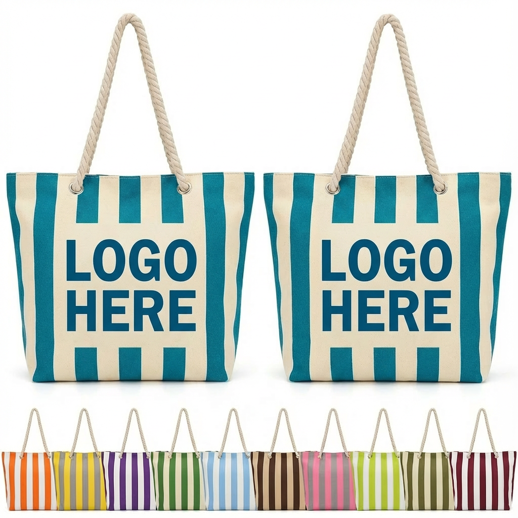 The Nautical Stripe Canvas & Rope Tote